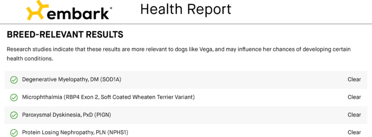 Vega's Embark Results